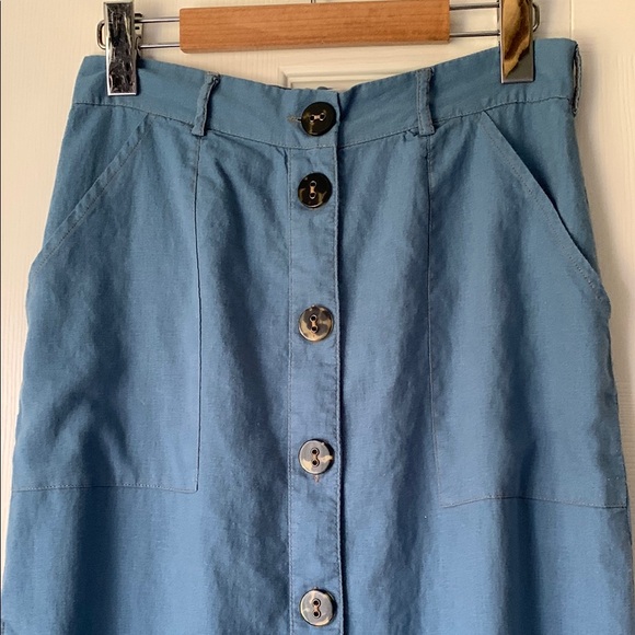Urban Outfitters Blue Maxi Skirt (Above Ankle) Linen Blend Size S-P - Picture 3 of 14